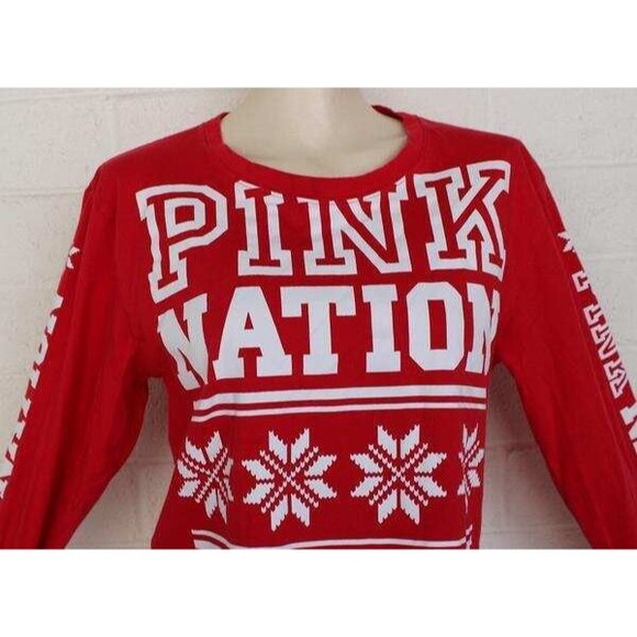 Pink Nation Victoria’s Secret Red Holiday Snowflake Crop Top Medium - Picture 5 of 7